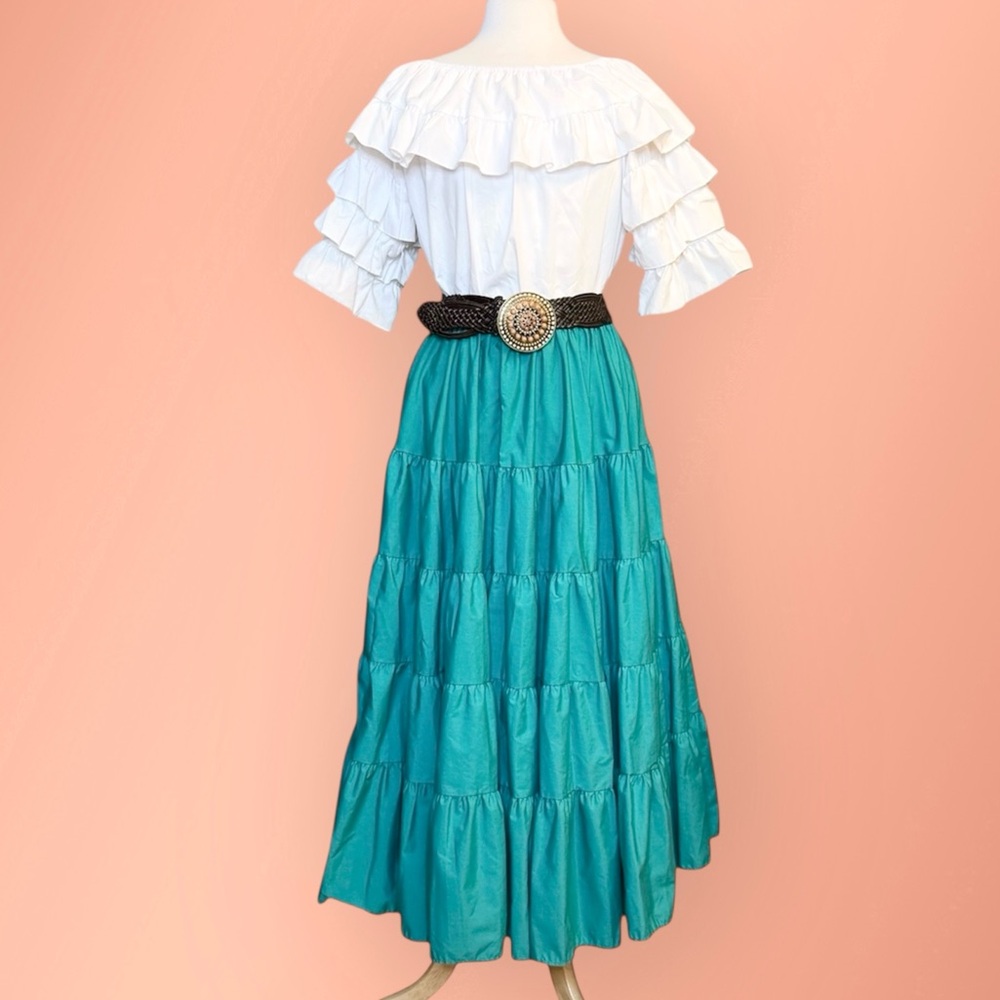 Vintage Ruffle Skirt Malco Modes Square Dancing Western Cottagecore L Large XL